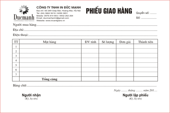 In phiếu giao hàng