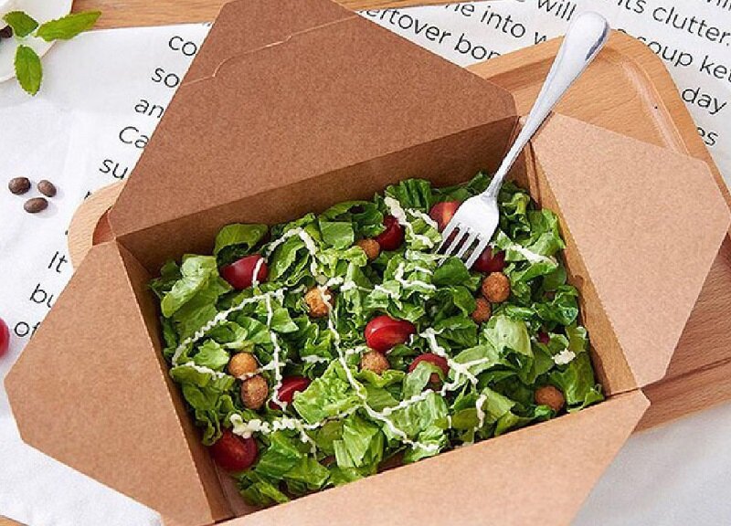 in hộp giấy đựng salad